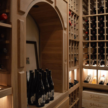 Wood-Themed Decanting Table Within Wine Rack