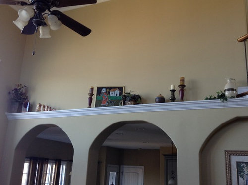 Need advice--decorating high plant shelf in family room