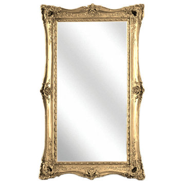 Rococo Full Length Floor Mirror, Antique Gold, Large