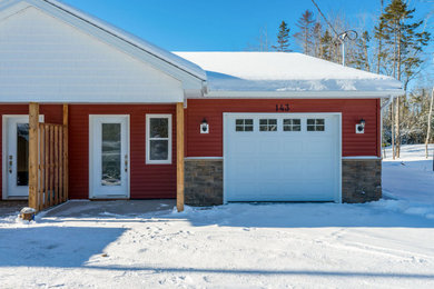 Transitional mixed siding duplex exterior photo in Other with a shingle roof