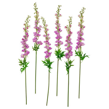 Set of 6 Magenta Pink Delphinium Artificial Floral Stems  40"