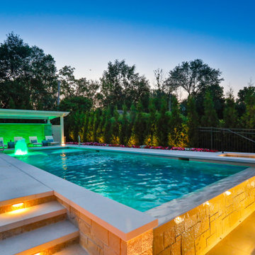 Hinsdale, IL Rectilinear Pool with Hot Tub Inside and Infinity Edge
