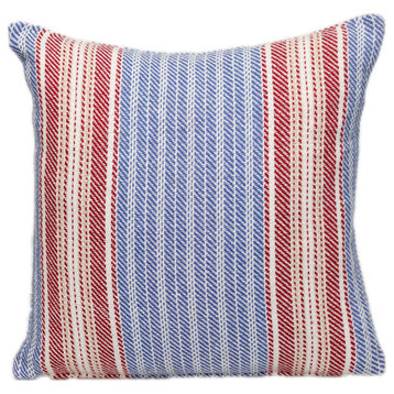 Parkland Collection Transitional Striped Blue Square 16" x 16" Pillow
