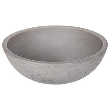 Modern Concrete Small Round Bathroom Vessel Sink, 14 Inch, Choice of Colors, Dar