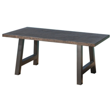 GDF Studio Doris Outdoor Brown Stone Finish Light Weight Concrete Dining Table