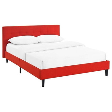 Hawthorne Collections Modern Fabric Upholstered Full Platform Bed in Atomic Red