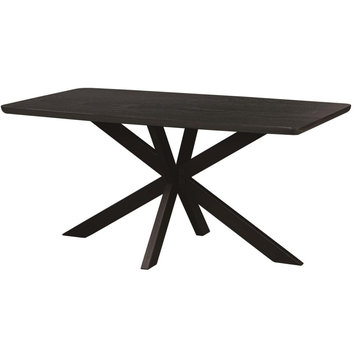 Ravenna 63" Rectangular Wood Dining Table With Modern Metal Base Ebony