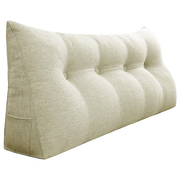 Bed Rest Wedge Pillow, Back Support Lumbar Pillow, Sofa Pillow, Ivory, 54x20x8