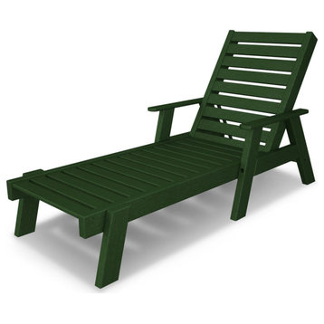 Polywood Captain Chaise with Arms, Green