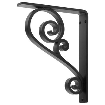 Classic Scroll Wrought Iron Corbel, 1.5", 6x8, Unfinished, With Hole