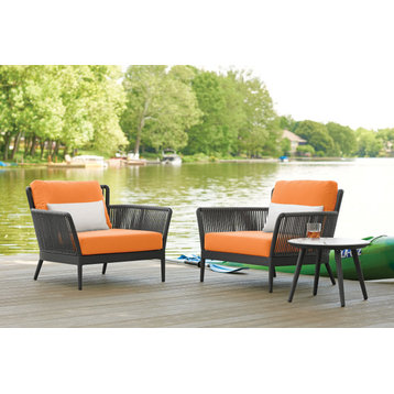 Nette 3-Piece Club Chair and Table Set, Carbon, Tangerine and Salt, Ninja