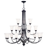 Livex Lighting - Livex Lighting 6479-04 Ridgedale - Eighteen Light 3-Tier Chandelier - Heavy Mounting: Professional Installation RecommenRidgedale Eighteen L Black Hand Blown Sat *UL Approved: YES Energy Star Qualified: n/a ADA Certified: n/a  *Number of Lights: Lamp: 18-*Wattage:60w Medium Base bulb(s) *Bulb Included:No *Bulb Type:Medium Base *Finish Type:Black