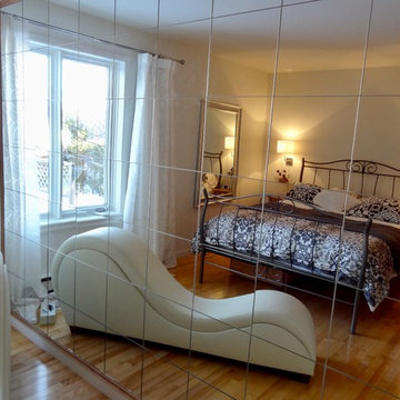 Home-made cherry panels bedroom with secret passage