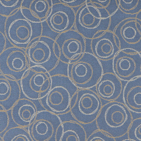 Blue Gold and White Overlapping Circles Durable Upholstery Fabric By The Yard