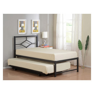 39" Twin Size Day Bed Frame With Pop, Up High Riser Trundle - Transitional  - Daybeds - by Virventures | Houzz
