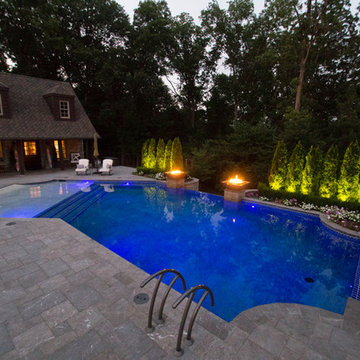 fire & water w/ infinity edge custom gunite pool