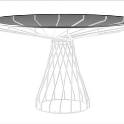 Velletri White 120cm Smoke Glass Indoor Outdoor Dining Table by Glid Studio for - Dining Tables