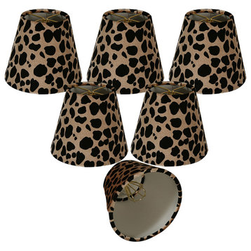 Royal Designs 5" Black/Brown Large Leopard Print Chandelier Lamp Shade, 6-Pack