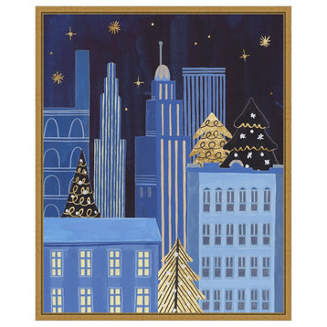 Canvas Art Framed 'Holiday Night III' by Melissa Wang, Outer Size 16x20