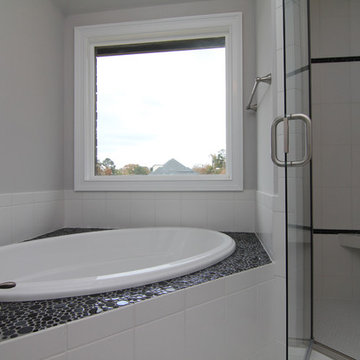 Kids bathroom with contemporary black and white design