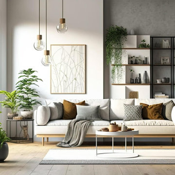 Warm Minimalist Living Room Design – Allentown PA Residence