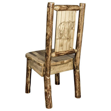 Glacier Country Collection Side Chair With Laser Engraved Bear Design
