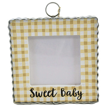 Round Top Collection Sweet Baby Photo Frame Wood Picture Gingham Y22029