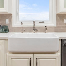 33" x 18" Square Front Fireclay Reversible Apron Farmhouse Sink - Kitchen Sinks