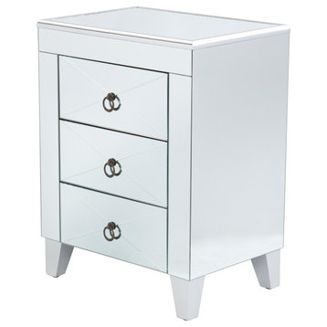 Wyndcliff Mirrored End Table With Drawers