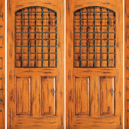 Prehung Double Door with Two Sidelites, Entry, Knotty Alder 3-Panel - Front Doors