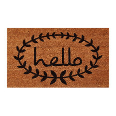 Calico Hello Doormat, Natural, Black, 17"x29"