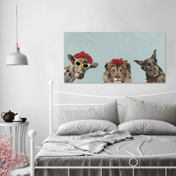 "Unconventional Trio Blue" Painting Print on Wrapped Canvas