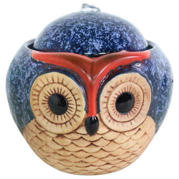 Sunnydaze Ceramic Owl Indoor Tabletop Water Fountain, 6"
