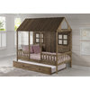 Donco Kids Front Porch Twin Solid Wood Low Loft Bed with Trundle in Driftwood