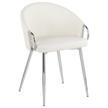 Claire Chair, Silver Metal, White PU