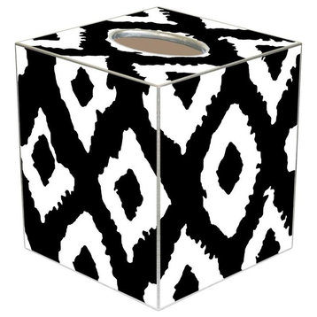 TB2686- Grande Ikat Black Tissue Box Cover