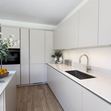 Light Beige Handleless Kitchen in St Albans