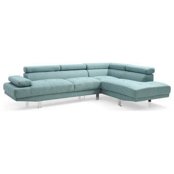 Glory Furniture Riveredge Twill Fabric Sectional in Teal
