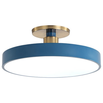 Minimalist Led Ceiling Lamp for Bedroom, Kitchen, Balcony, Corridor, Blue, Dia11.8xh5.1", 3 Colors Switchable
