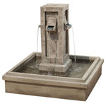 Campania International - Pallisades Garden Water Fountain - With water pouring from four chutes and into the basin below, the Pallisades Garden Water Fountain offers unique visuals and relaxing sounds. With its textured brick surface and strong geometric pattern, it makes it just perfect for adding a touch of contemporary sophistication for your outdoor living space. Crafted from fiber reinforced cast stone concrete, the fountain is built to last a lifetime.