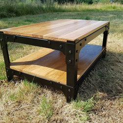Custom Handmade Oak Industrial Coffee Table - Coffee Tables