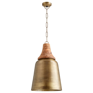 Artisan Bell Pendant, Artisan Brass / Wood
