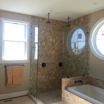 Two Glass Shower Panels with Glass-mounded robe hooks, No Door