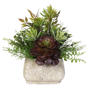 Artificial Succulent Variety in Stone Pot