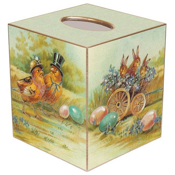 TB192-Easter Bunny and Chicks Tissue Box Cover
