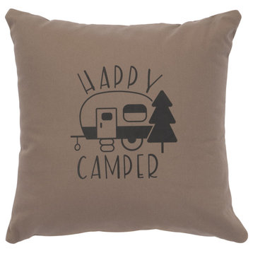 Image Pillow 16x16 Happy Camper Cotton Taupe