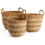 Napa Home & Garden - Seagrass & Jute Round Baskets With Handles, Set Of 3 - Seagrass & jute make a natural duo. This set of three baskets with handles are fashion forward, with natural materials and enhanced details. Even the rich mix of tones speak to the fashionista in you. The perfect storage solution for towels, toys or anything that needs to be tucked away.