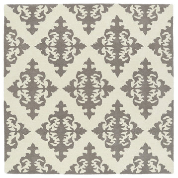 Kaleen Hand-Tufted Evolution Gray Wool Rug, 11'9" Square