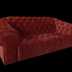 Blood Orange Velvet Tufted Couch - Sofas