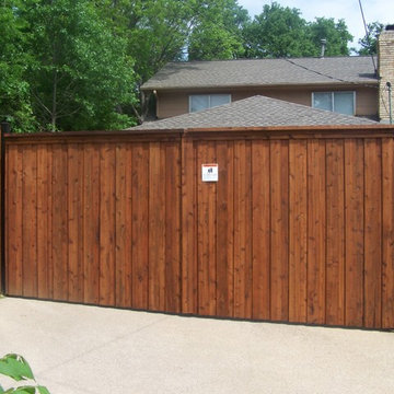 Stained Cedar Automatic Sliding Gate